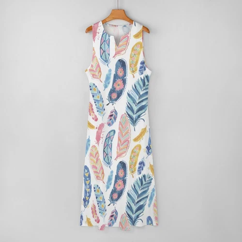 Womens Plus Size Cotton Sleeveless Long Maxi Dress Casual Loose Sundress - Picture 12 of 38