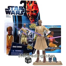 Year 2012 Star Wars The Clone Wars 4  Figure - MACE WINDU CW8 with Die and Base