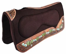 Showman 32" x 31" x 1" Brown Built Up Felt Saddle Pad w/ Skull and Cactus Design