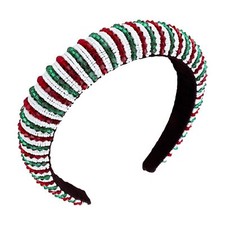 Christmas Beaded Red Green Padded Headband Holiday Hair Accessories