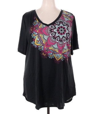 LuLaRoe Womens Top Iris Size 2XL XXL Tunic Black Mandala Mandalas Floral NWT