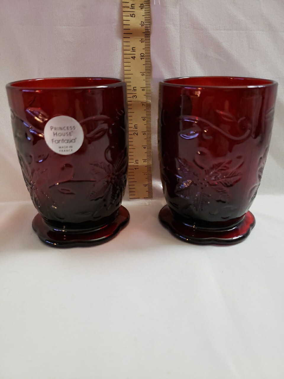 Princess House Fantasia, Made In France, Ruby Red Votive Holder, Set Of 2