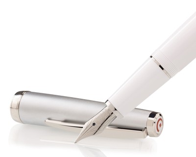 Cleo Skribent Classic Metall Patronen-Füllhalter, weiß, M-Feder