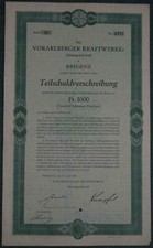 Vorarlberger Kraftwerke-Aktiengesellschaft Serie 43 5% Anleihe 1000 CHF 1930
