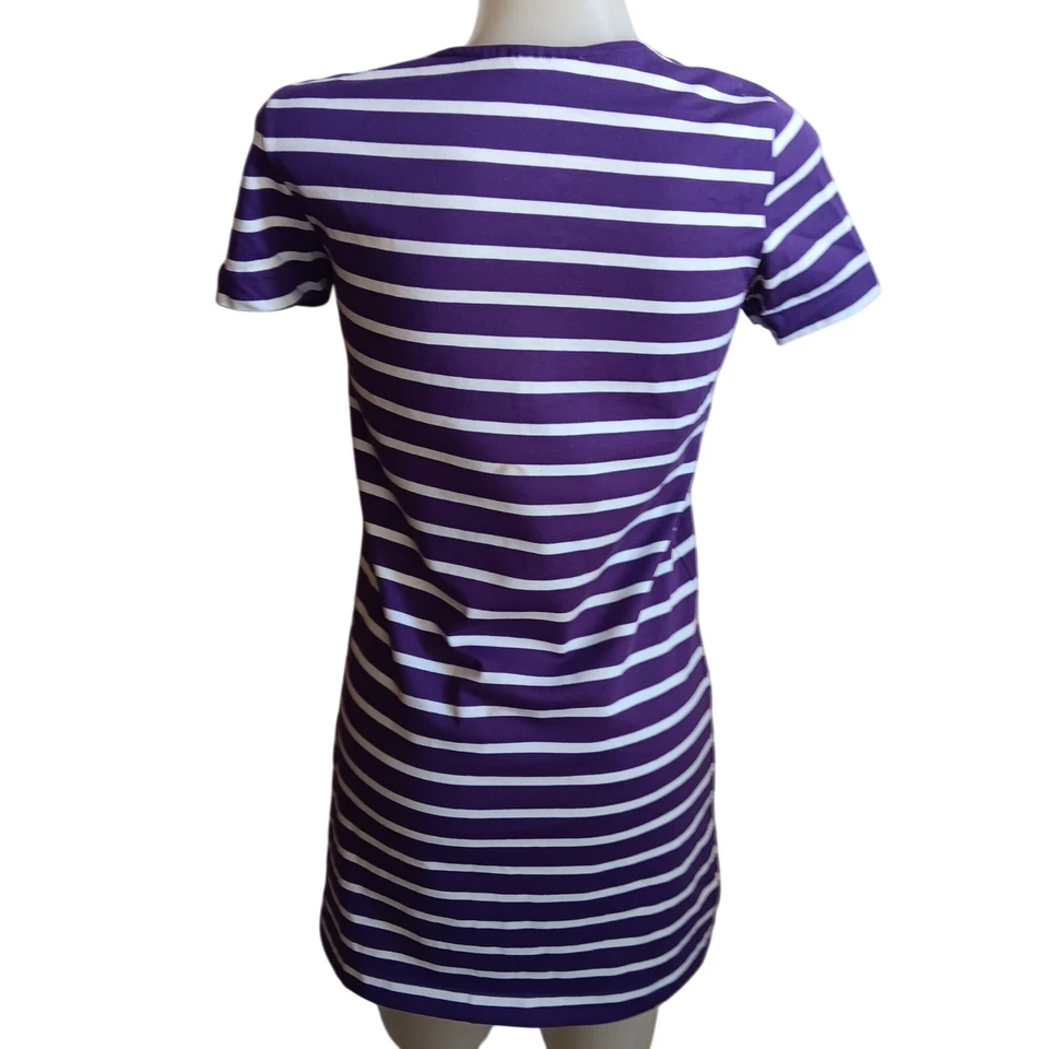 Women's Small Vintage T-shirt Dress Striped Purple Henley Bobbie Brooks 1970's - Image 3 of 4