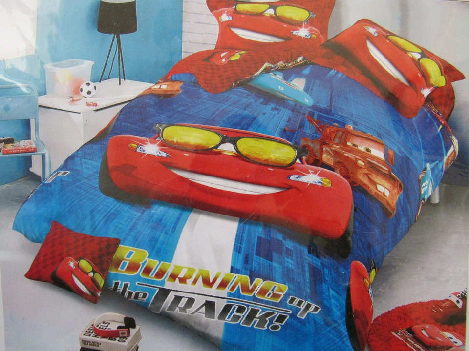 Sábana bajera doble de algodón para coche rojo tamaño king con dos fundas de almohada Foto 2 de 3