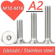 M10 - M16  A2 Stainless Countersunk Socket Screw Allen Key Bolts Screws Din 7991