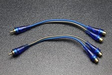 2 PCS RCA WIRE BLUE GRAY Y SPLITTER 2 FEMALE 1 MALE CAR HOME AUDIO BLS