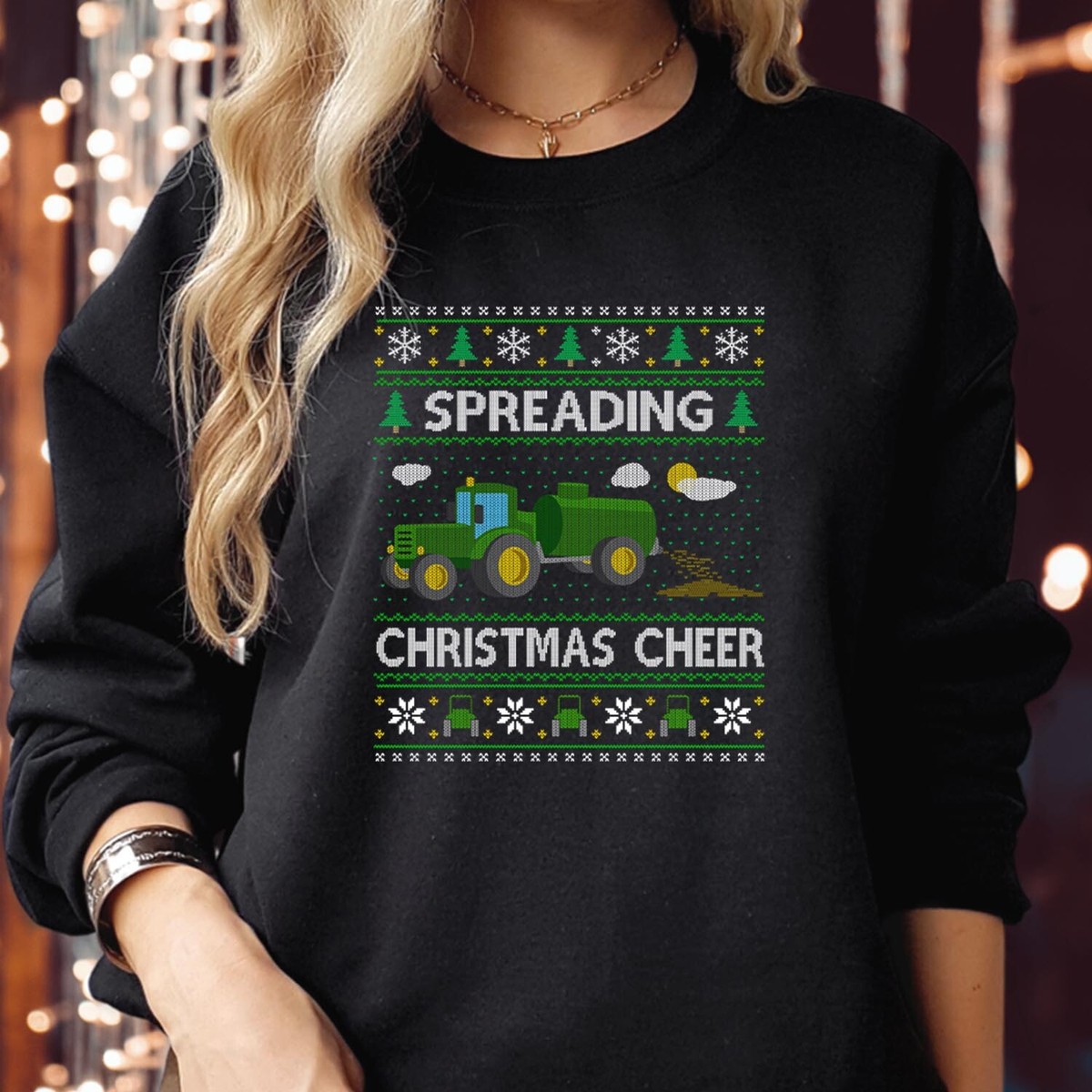 Spreading Christmas Cheer Tractor Funny Xmas Jumper Ugly Sweater Farmer  S-5230