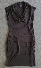 EN FOCUS Size 10 Sheath Dress Black Sleeveless Stretch Knee Length