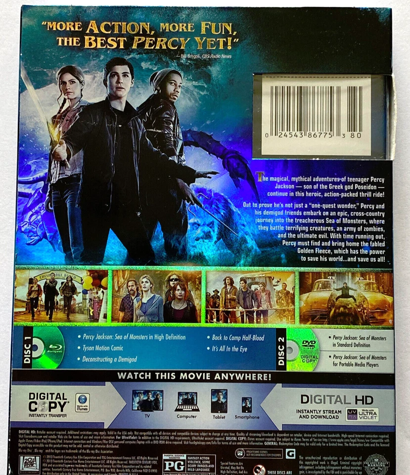 Percy Jackson: Sea of Monsters (Blu-ray/DVD + DigitalHD) DVDs Logan Lerman - Image 2 of 2