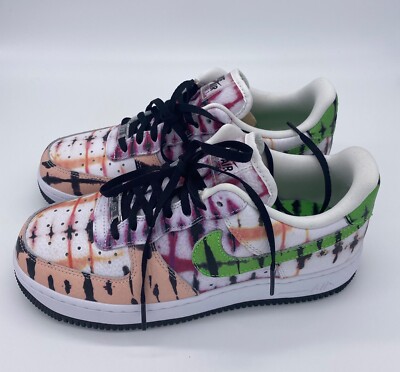 Nike Air Force 1 Low Black Tie Dye QS CW1267-101 Womens Size 8 New 