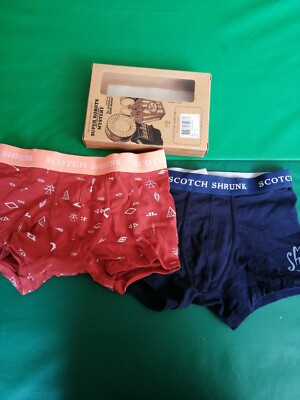 Neu Scotch&Shrunk Jungen Boxershort  Gr. 122/128 Blau Rot gemustert BW Karton