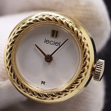 Seiko Leciel 80-5050 Gold Case White Dial Ring Size K Ladies Watch Ring