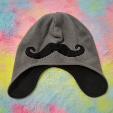 Moustache Childrens Place Winter Beanie Hat L 2-4 Years Knit Black Gray