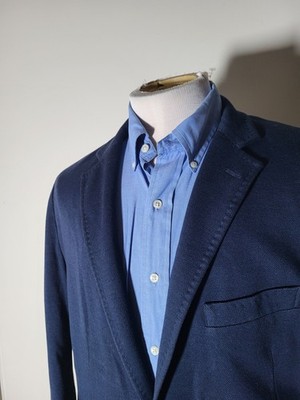 Windsor Shaped Fit 44R Loro Piana Navy knit Cotton Cardigan Jacket Sport Blazer