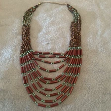 Vintage Bohemian Ethnic Tribal Konyak Naga Style Beaded Multi Strand Necklace