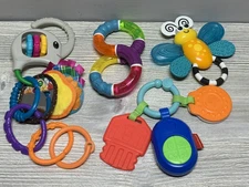 Lot of Baby Teething Toys Rattles Links Fisher-Price Key Ring Butterfly Elephant