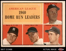 1961 Topps #44 Mickey Mantle AL HR Leaders Yankees / Twins / Tigers 6 - EX/MT