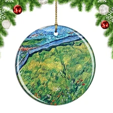 Van Gogh Field of Spring Wheat At Sunris Christmas ornament city travel souvenir