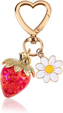 Cute Strawberry Keychain,Bag Charms,Kawaii Heart Flower Daisy Key Chains Accesso