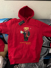 Polo Ralph Lauren Polo Bear Red Pullover Hoodie Sweatshirt Size S