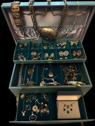Vintage Estate Costume Jewelry Lot Retro MCM Estate   Silver Tone Some Signed