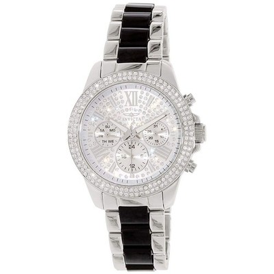 Invicta Women's 20510 Angel Quartz 38mm Chrono Black Steel Tortoise Watch