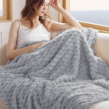 Bedsure Light Grey 350GSM Soft Cozy Fleece Th...