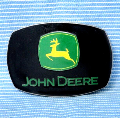 John Deere Emblem Promo Belt Buckle Working Farmer Vtg 80s 90s Spec Cast .TYC939