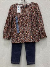 NWT Carter's Girl's Size 4T Floral Shirt Blue Pants Set