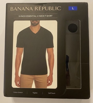 Banana Republic 3 Pack Cotton V-Neck T-Shirt Tagless Soft Touch Mens Large