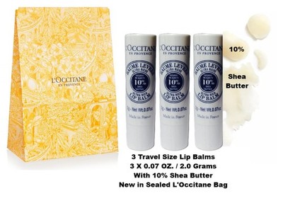 3 PC L'Occitane En Provence ULTRA RICH Lip Balm with 10% Shea Butter New in Bag