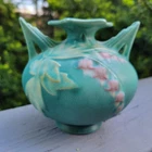 Roseville Bleeding Heart Green Vase 1940 Vintage Art Pottery Ceramic Vase 961-4