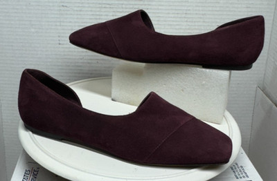 Vince Womens Cyder Suede Plum Flat Dorsay Leather Square Toe Shoes Size 8M 38