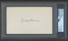 Bucky Harris - Index Card Autograph  - PSA Tallboy Holder - 85738060