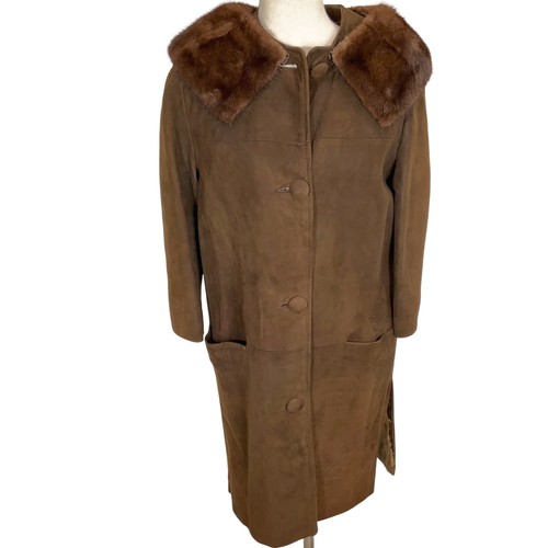 Vintage Jayson's McKeesport Braddock Coat Women Medium Brown Suede Mink Collar
