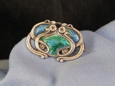 CHARLES HORNER STERLING SILVER & ENAMEL ART NOUVEAU ANTIQUE PIN BROOCH 1908