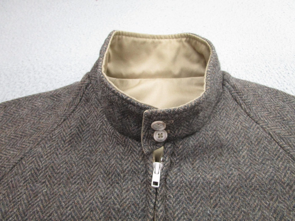 Vintage Lands End Jacket Mens Medium Wool Reversible Bomber Made USA Brown 90s - Image 4 of 4