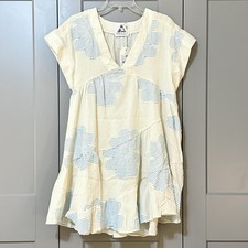 Pearl & Caviar Heliotropo Zakar Mini Tunic Dress Made In Greece Blue Size S/M