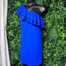 APT 9 Dress Women's XL Royal Blue One Shoulder Ruffle Cocktail 3471