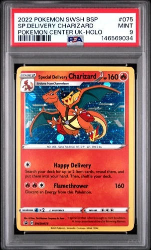 2022 POKEMON SWSH BLACK STAR PROMO #075 SPECIAL DELIVERY CHARIZARD-HOLO PSA 9