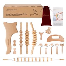 15 Pcs Wood Therapy Massage Tools Set Maderoterapia Kit Therapy Tools for Bod...
