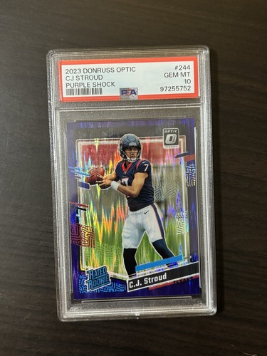 CJ Stroud 2023 Donruss Optic Rated Rookie Purple Shock Prizm #244 PSA 10 RC Gem