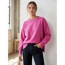 Women's Aerie Oversized Crewneck Sweatshirt Pink Ribbed Pullover Lounge Comfy M