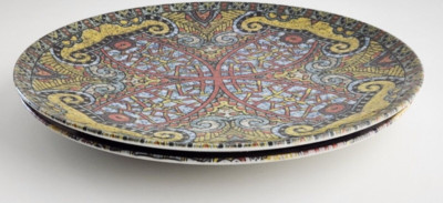 Set of 2 Arthur Krupp Porcelain Multicolor Dinner Dish Plates 