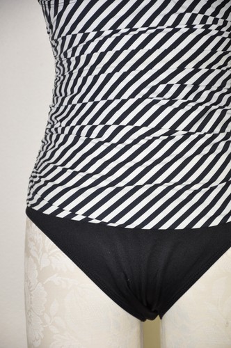 Lauren Ralph Lauren Black White Stripe Tummy Coverage One Piece Swimsuit Women 8 - Picture 12 of 16