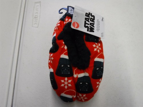 KIDS S/M SHOE SIZE 8-13 STAR WARS CHRISTMAS RED SNUGGLE TOES SLIPPERS NEW #20382