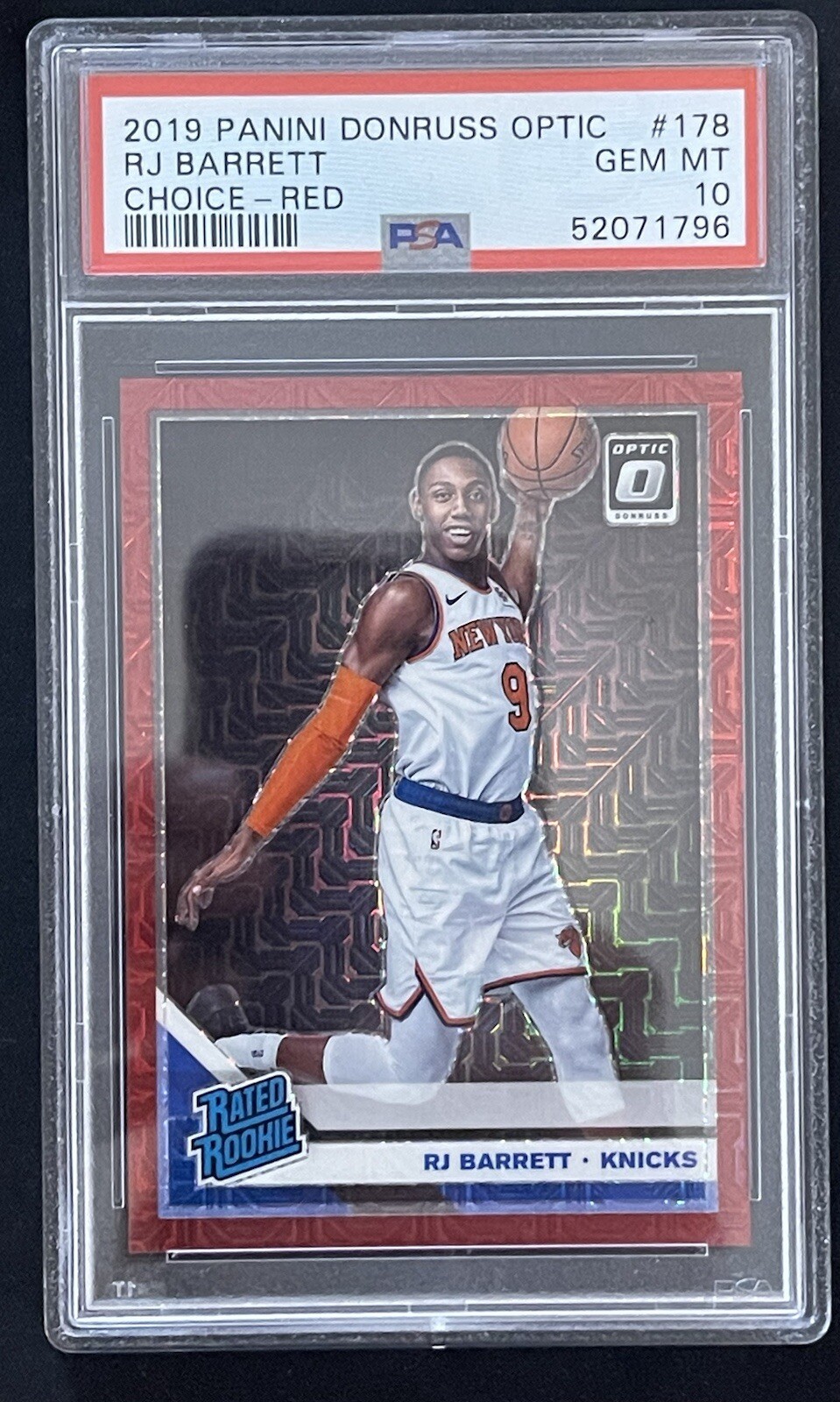 2019 Optic RJ Barrett CHOICE RED PRIZM #178 Rated Rookie PSA 10 GEM MINT /88