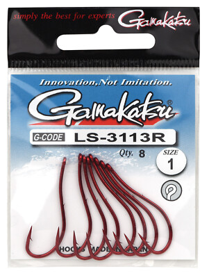 Gamakatsu - Haken   LS - 3113 R - mit Öhr -  Farbe: ROT  Wurmhaken